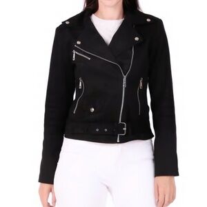 Zara faux suade Black whimsicalGoth grunge streetware punk rock Moto Jacket